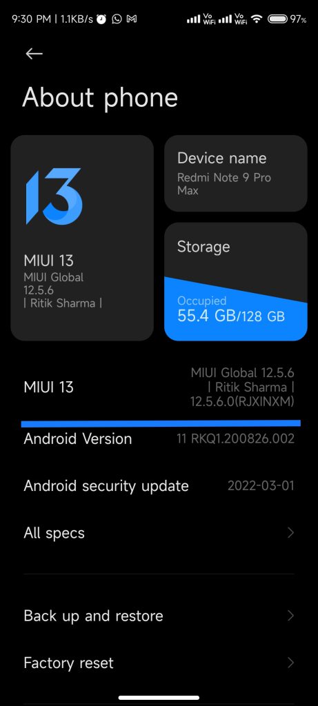 Developer Mode Screen 2